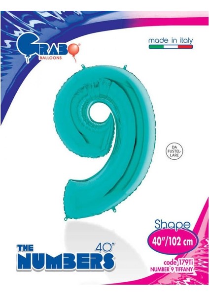 Folyo Rakam 9 Tiffany 40 Inç 102 cm Grabo Turkuaz fırsatları