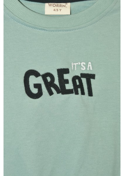 Erkek Çocuk %100 Pamuk Great Baskılı Sweatshirt 2144-1 modelleri