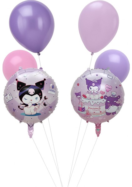 Folyo Balon Kuromi Temalı Mor Çift Yüzlü 45 cm Perti Folyo Balon