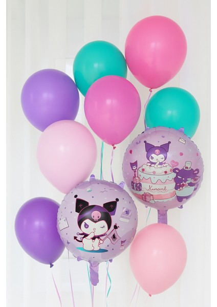 Folyo Balon Kuromi Temalı Mor Çift Yüzlü 45 cm Perti Folyo Balon modelleri