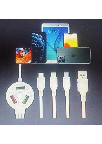 6in1 Data Cable 3 Plug 3 USB Port, For Mobile Phone, Cable Size: 1.2m