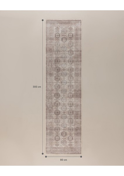 Amorel Mandala Halı - Bej - 80X300 cm fırsatları