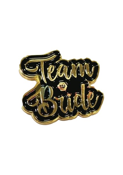 Team Bride Yaka Rozeti Siyah Üstü Gold Yazı