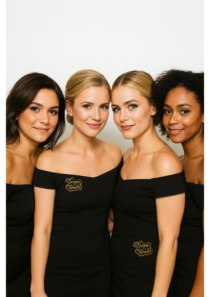 Team Bride Yaka Rozeti Siyah Üstü Gold Yazı