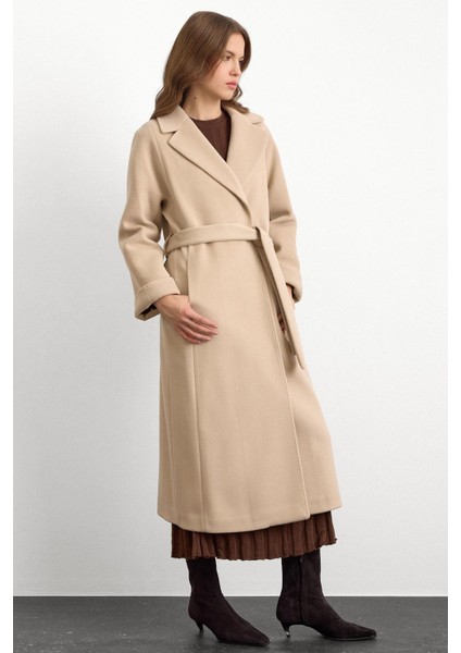 Punto Dikiş Detaylı Oversize Premium Kaban Bej 3108 modelleri