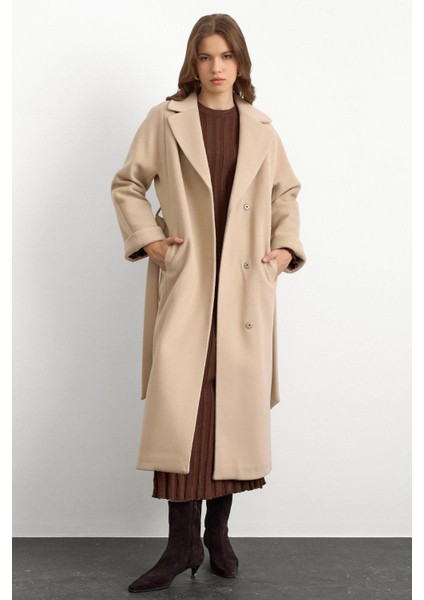 Punto Dikiş Detaylı Oversize Premium Kaban Bej 3108 indirimleri