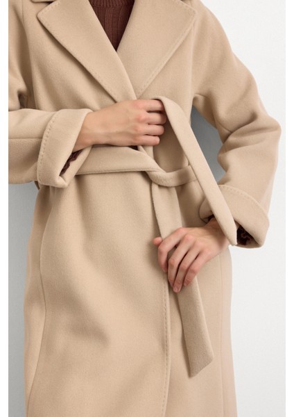 Punto Dikiş Detaylı Oversize Premium Kaban Bej 3108