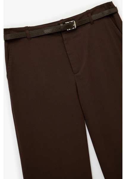 Kadın Kemer Detaylı Cepli Geniş Paça Viskon Karışımlı Kumaş Pantolon 6WAL40022IW fiyatları