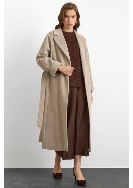 Punto Dikiş Detaylı Oversize Premium Kaban Taş Melanj 3108 fiyatları