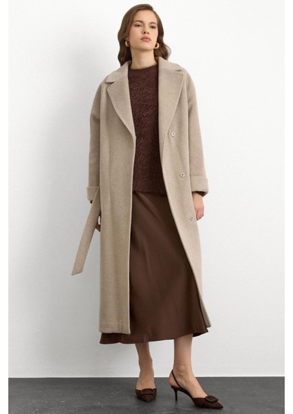 Punto Dikiş Detaylı Oversize Premium Kaban Taş Melanj 3108 modelleri