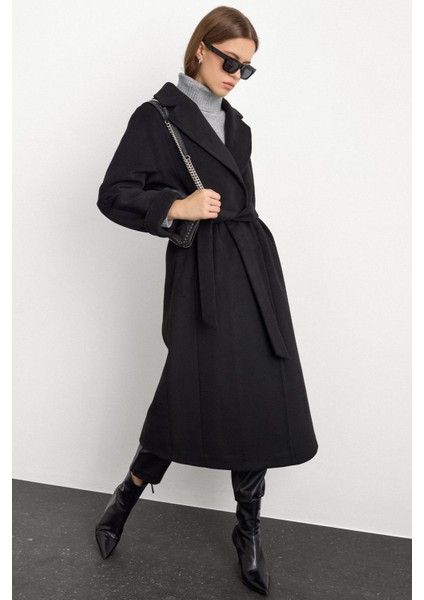 Punto Dikiş Detaylı Oversize Premium Kaban Siyah 3108 fırsatları