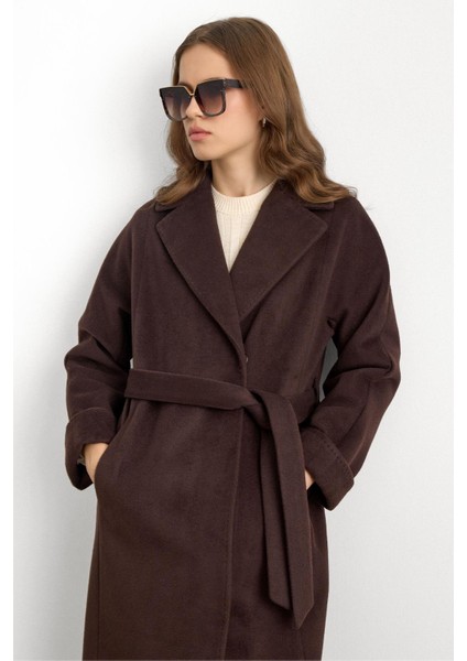 Punto Dikiş Detaylı Oversize Premium Kaban KAHVE 3108