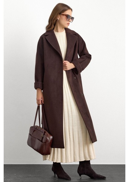 Punto Dikiş Detaylı Oversize Premium Kaban KAHVE 3108