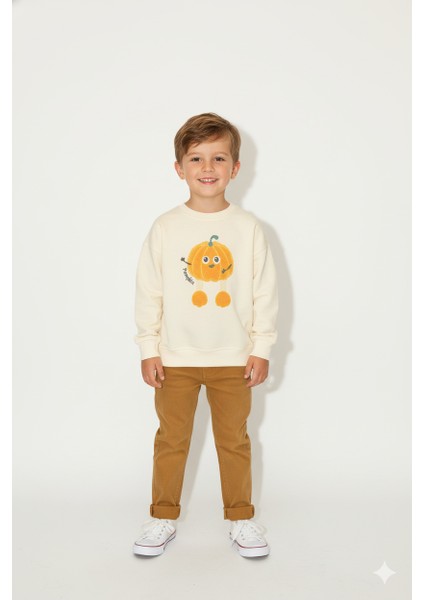 Erkek Çocuk %100 Pamuk Kabak Süzene Nakışlı Sweatshirt 2150-1