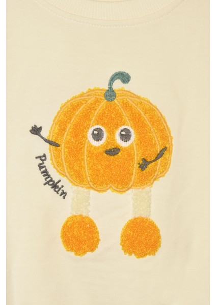 Erkek Çocuk %100 Pamuk Kabak Süzene Nakışlı Sweatshirt 2150-1 modelleri