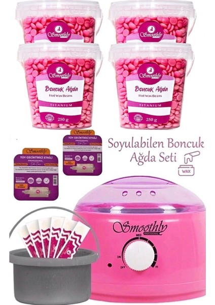 Pudralı Boncuk Ağda Seti 4 Kutulu Isıtıcı ve Spatula ile Tüy Alma Keyfi