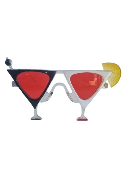 Parti Gözlük Siyah-Beyazkokteyl Bardağı Kırm.camlı