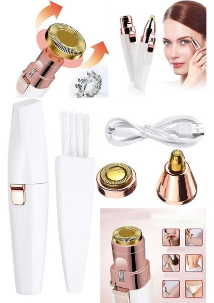 Iki Başlıklı Yüz ve Kaş Tüy Alıcı Epilasyon Cihazı, Beyaz Renk