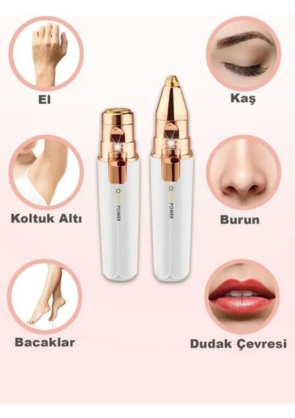 Iki Başlıklı Yüz ve Kaş Tüy Alıcı Epilasyon Cihazı, Beyaz Renk fırsatları