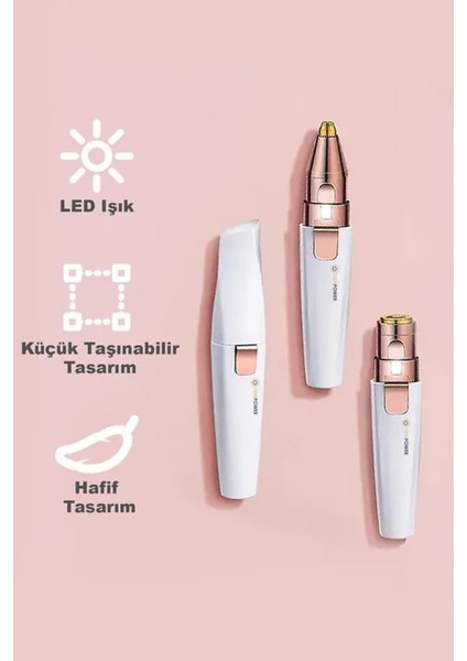 Iki Başlıklı Yüz ve Kaş Tüy Alıcı Epilasyon Cihazı, Beyaz Renk indirimleri