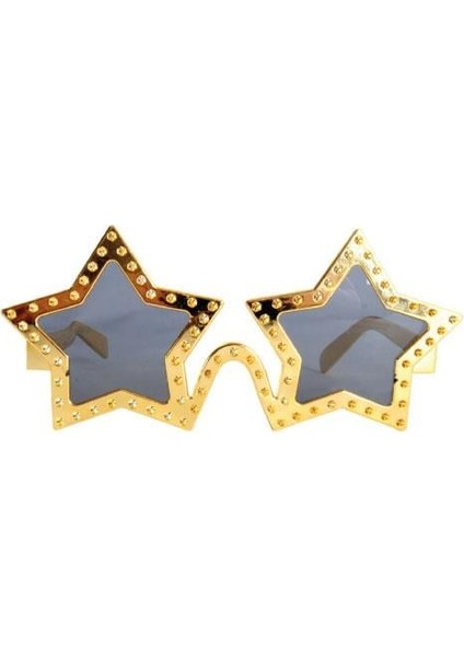 Parti Gözlük Yıldız Görünümlü Gold Altın Siyah Cam