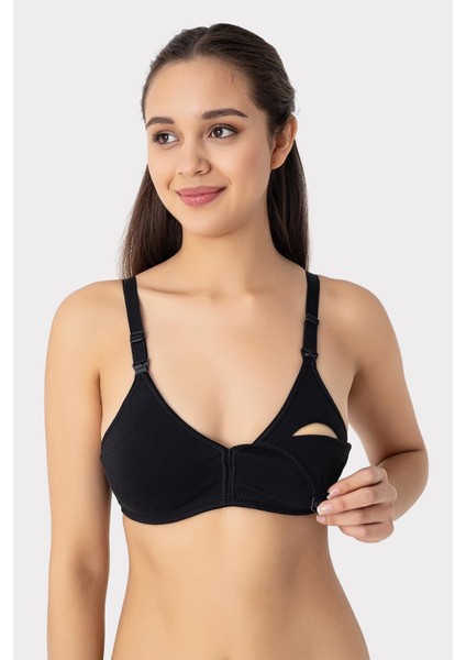 3'lü Siyah Kadın Pamuklu Likralı Esnek Rahat Balensiz Kapsız Hamile Emzirme Sütyeni modelleri