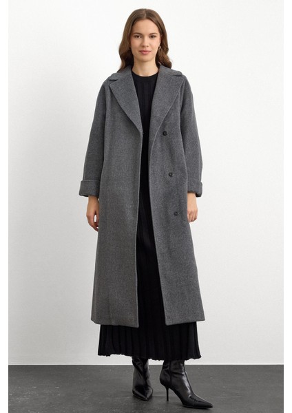 Punto Dikiş Detaylı Oversize Premium Kaban Koyu Gri 3108 fiyatları