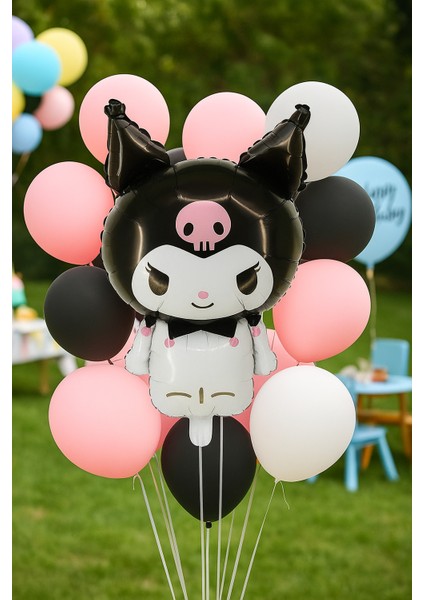 Folyo Balon Kuromi 80X50 cm Siyah Büyük Doğum Günü Balonu