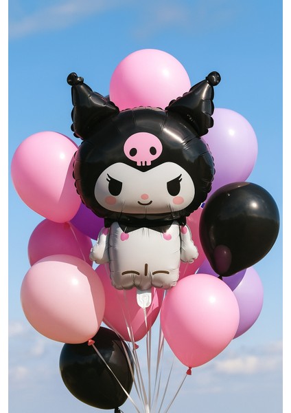 Folyo Balon Kuromi 80X50 cm Siyah Büyük Doğum Günü Balonu modelleri