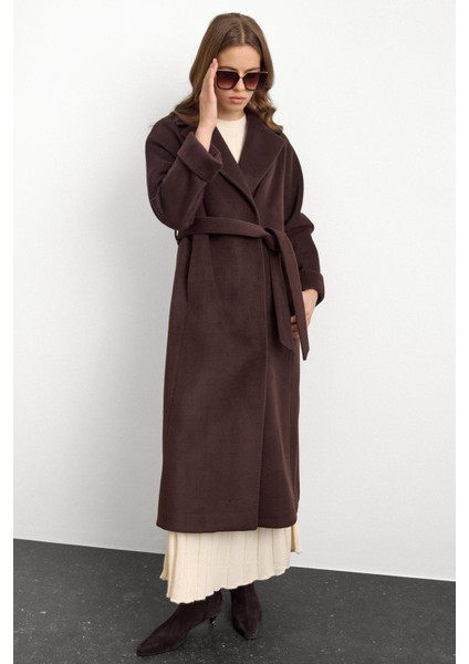 Punto Dikiş Detaylı Oversize Premium Kaban KAHVE 3108