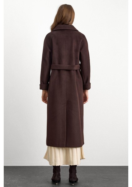 Punto Dikiş Detaylı Oversize Premium Kaban KAHVE 3108