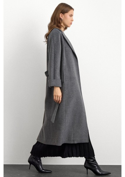 Punto Dikiş Detaylı Oversize Premium Kaban Koyu Gri 3108 indirimleri