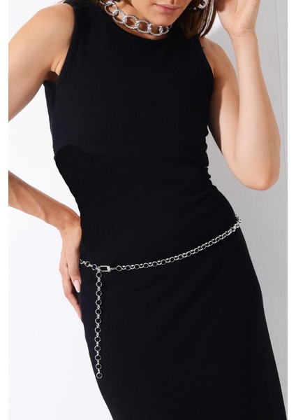 Pınkmark Kadın Gümüş Zincir Kemer PMKM25564