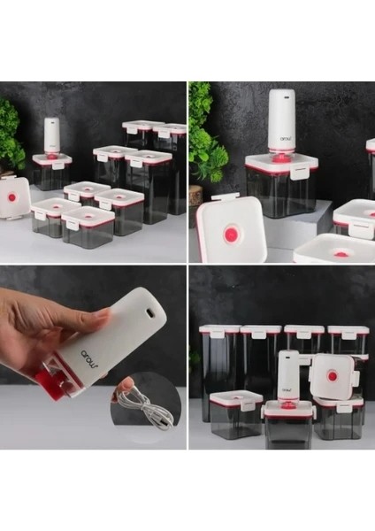 Vakum Makineli Saklama Kabı Seti 10'lu+1 Vakum Makinesi
