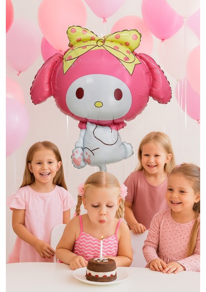 Folyo Balon My Melodi -Kuromi Temalı 80X75 Pembe Büyük Doğum Günü Parti Balonu