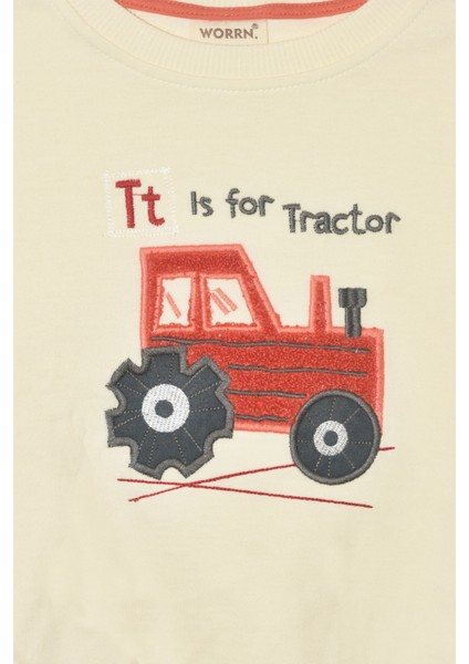 Erkek Çocuk %100 Pamuk Traktör Nakış Süzeneli Sweatshirt 2151-1 modelleri