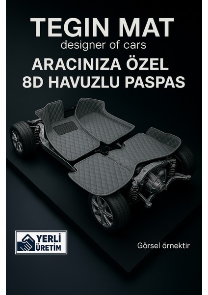 Hyundai Elantra 8d Araca Özel Havuzlu Suni Deri Paspas Gri (Tam Kaplama, 11 Mm, Kokusuz)