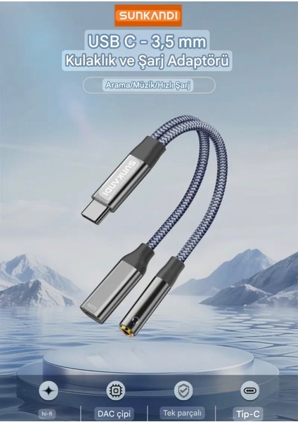 2'si 1 Arada Type-C To 3.5mm+60W Hızlı Şarj ve Kulaklık Çevirici DAC Çip+Hi-Fi Ses Teknolojisi Ce Lisanslı Sertifikalı Hasır Örgülü Sağlam Kablo fiyatları