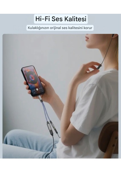 2'si 1 Arada Type-C To 3.5mm+60W Hızlı Şarj ve Kulaklık Çevirici DAC Çip+Hi-Fi Ses Teknolojisi Ce Lisanslı Sertifikalı Hasır Örgülü Sağlam Kablo indirimleri