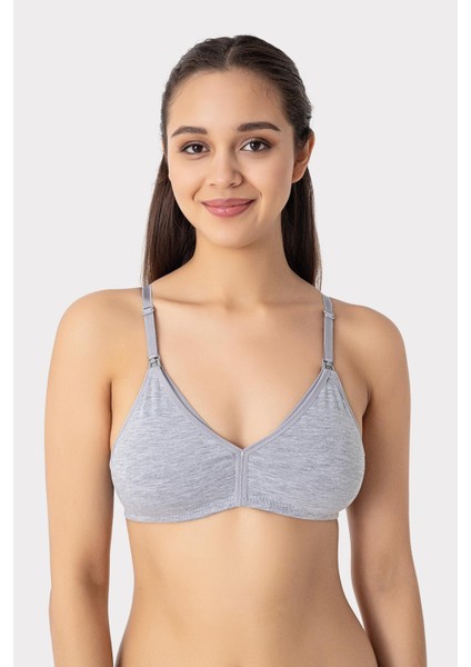 Kadın Gri Pamuklu Balensiz Kapsız Emzirme Sütyeni modelleri