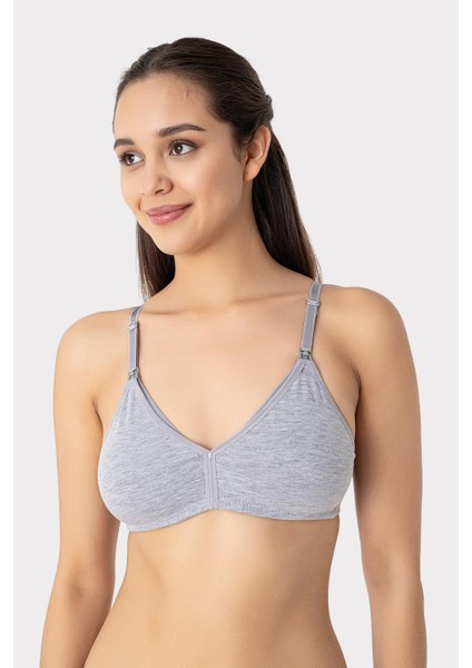 Kadın Gri Pamuklu Balensiz Kapsız Emzirme Sütyeni fırsatları