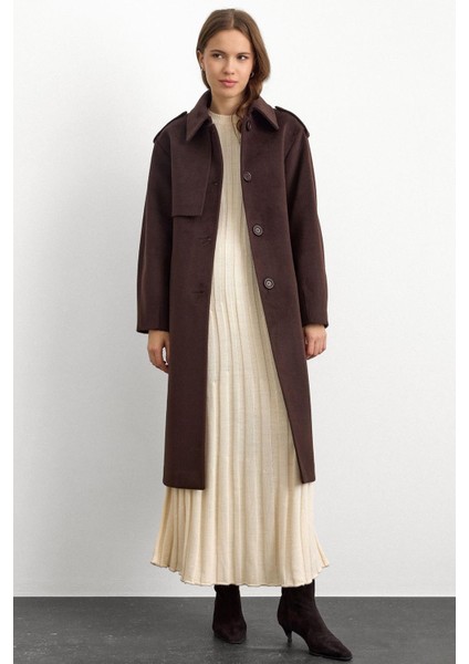 Gömlek Yaka Punto Dikiş Detaylı Premium Kaban Kahve 3125 fırsatları