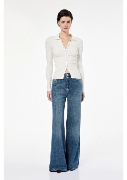 Kadın Koton x Sima Tarkan - Pamuklu Ispanyol Paça Flare Jean Pantolon - Wide Flare Jean 6WAL40153MD fiyatları