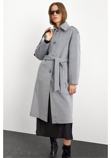 Gömlek Yaka Punto Dikiş Detaylı Premium Kaban AÇIK GRİ 3125 fırsatları