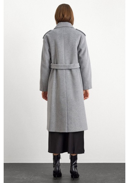 Gömlek Yaka Punto Dikiş Detaylı Premium Kaban AÇIK GRİ 3125