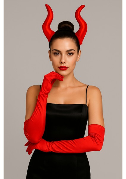 Halloween Cadılar Bayramı Taç Malefiz Kırmızı Çift Boynu Parti Kostümü Maleficent Taç fırsatları