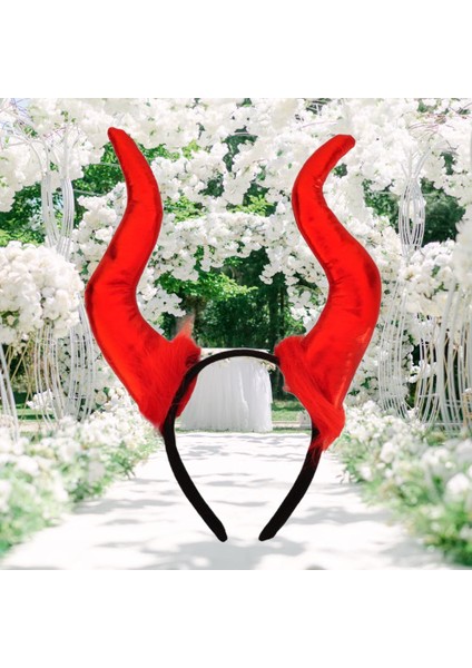 Halloween Cadılar Bayramı Taç Malefiz Kırmızı Çift Boynu Parti Kostümü Maleficent Taç