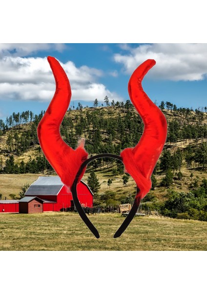 Halloween Cadılar Bayramı Taç Malefiz Kırmızı Çift Boynu Parti Kostümü Maleficent Taç