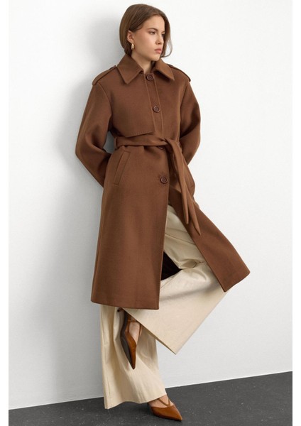 Gömlek Yaka Punto Dikiş Detaylı Premium Kaban Tütün 3125 indirimleri