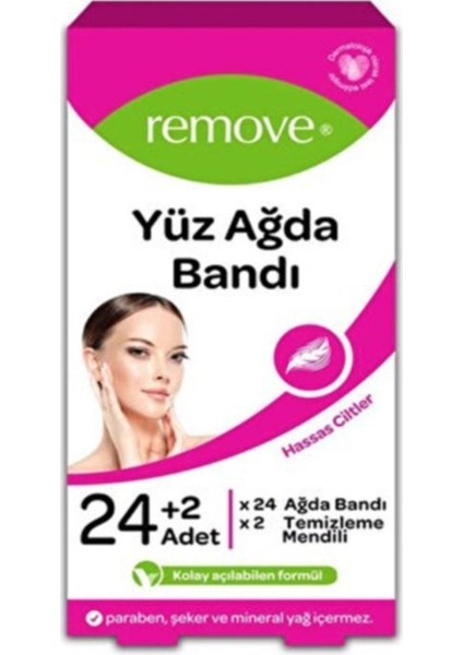 Hassas Ciltler Için 24+2 Yüz Ağda Bandı, Pürüzsüz ve Nazik Kullanım Sağlar